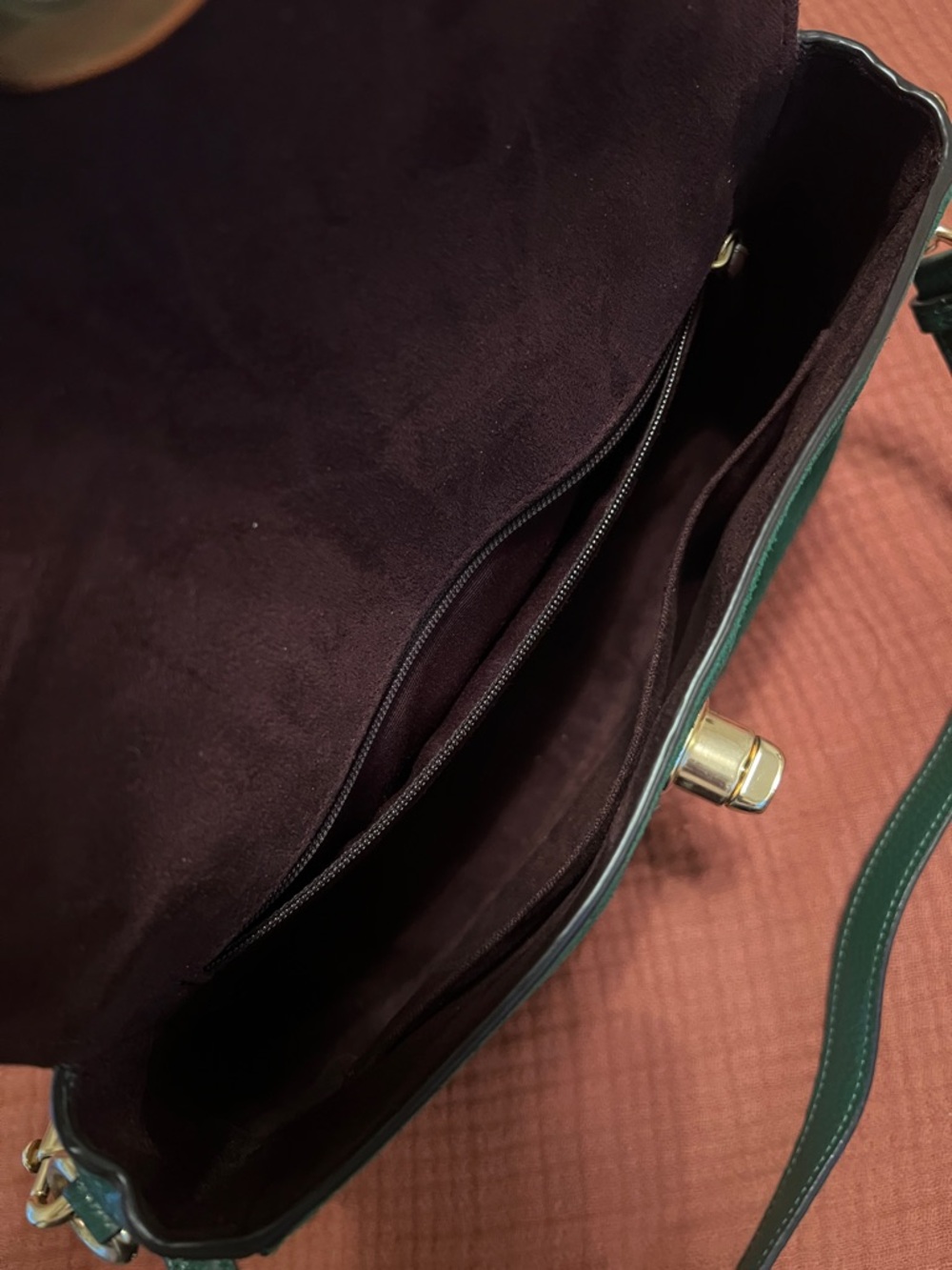 Coach Green Leather & Suede Crossbody with Gold Hardware - Picture 8 of 8